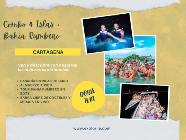 Combo Excursión 4 Islas + Bahía Rumbero en Cartagena con Exploria 1 Combo 4 Islas + Bahía Rumbero en Cartagena