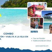 Combo Tour Bahía en Pontón + Vuelta a la Isla en Chiva San Andrés con Exploria 1 Combo Tour Bahía en Pontón + Vuelta a la Isla en Chiva San Andrés